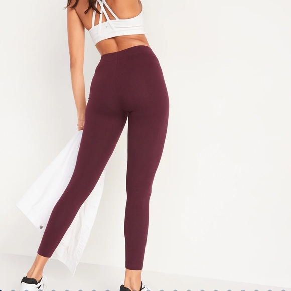 NWT OLD NAVY High-Waisted Jersey Ankle Leggings Color: Red Raisin SIZE MEDUIM - Picture 2 of 6